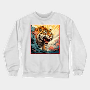 Colorful Tiger Cartoon Vintage Bengals Tiger Drawing Comics Fearless Tiger Crewneck Sweatshirt